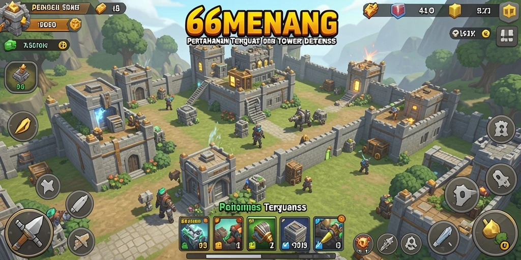 Tangkapan layar gameplay 66MENANG menampilkan strategi Tower Defense yang menegangkan.