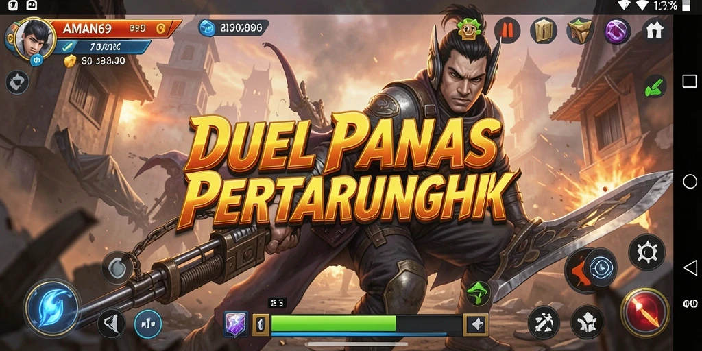 Screenshot AMAN69 yang menampilkan aksi pertarungan seru antar karakter.