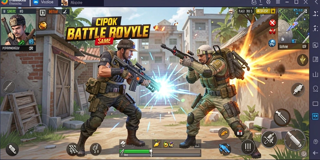 Tampilan layar dari gameplay seru CIPOK dalam pertarungan Battle Royale.