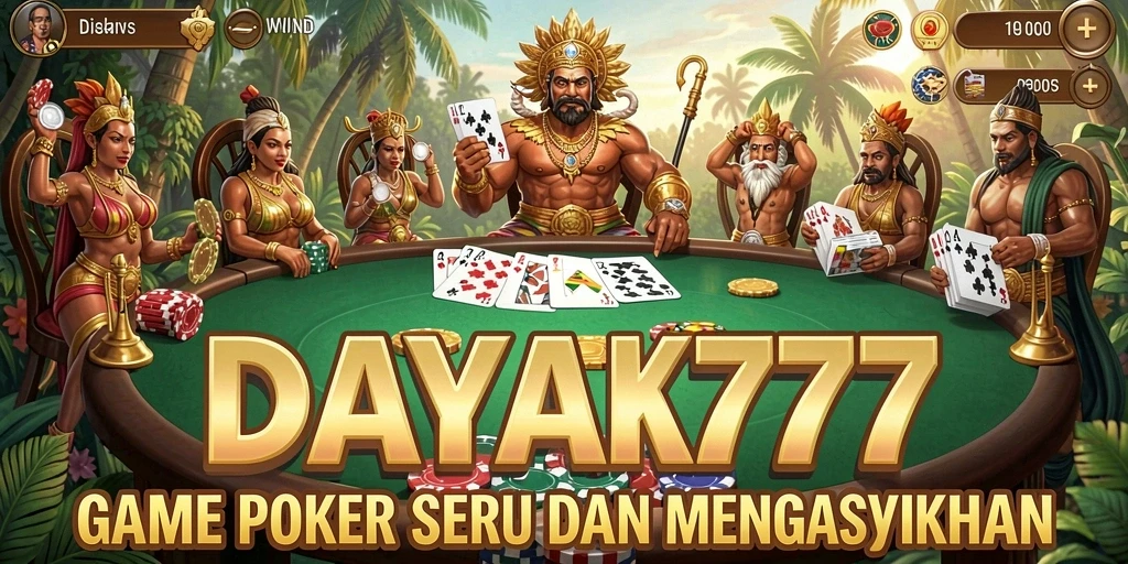 Screenshot utama DAYAK777 yang menampilkan gameplay Poker yang mendebarkan.