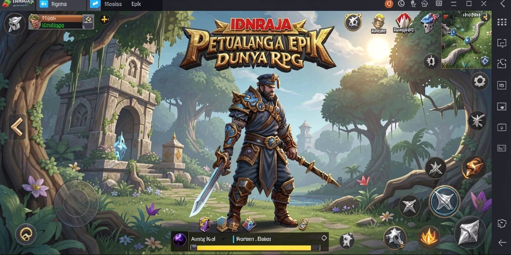 Screenshot utama IDNRAJA menampilkan karakter dalam pertempuran RPG yang seru.