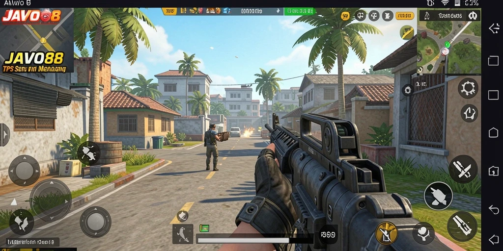 Tangkapan layar dari gameplay seru JAVO88 di mode TPS.