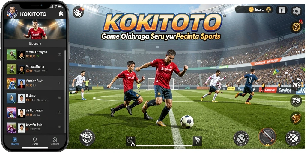 Tampilan gameplay KOKITOTO menampilkan aksi olahraga yang seru dan dinamis.