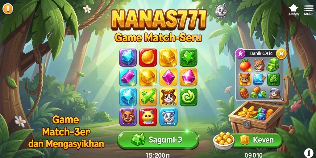 Tangkapan layar gameplay seru NANAS777 saat mencocokkan buah-buahan.