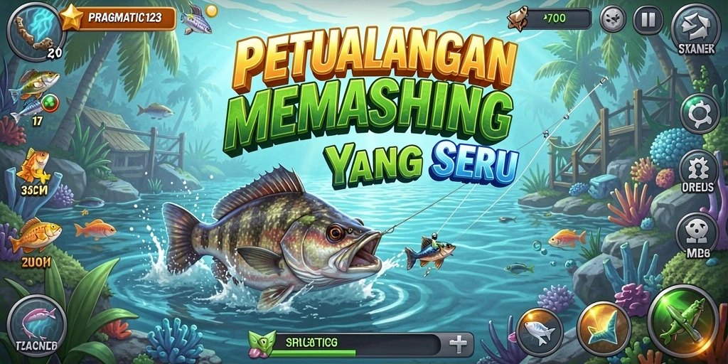 Gameplay PRAGMATIC123 dengan berbagai ikan yang menarik di lautan yang indah.