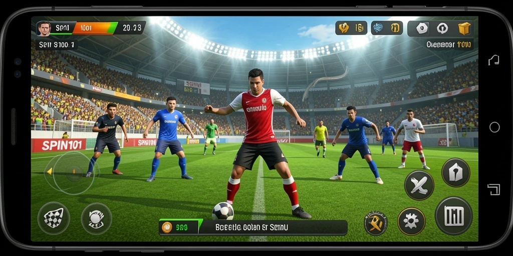 Tampilan gameplay SPIN101 yang menampilkan aksi olahraga penuh energi.
