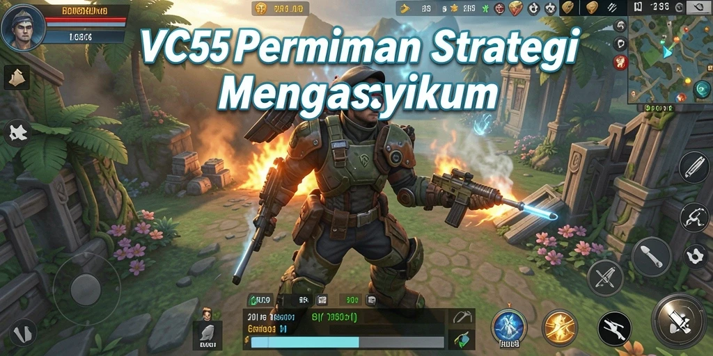Tampilan gameplay seru VC55 yang menampilkan pertempuran SLG.