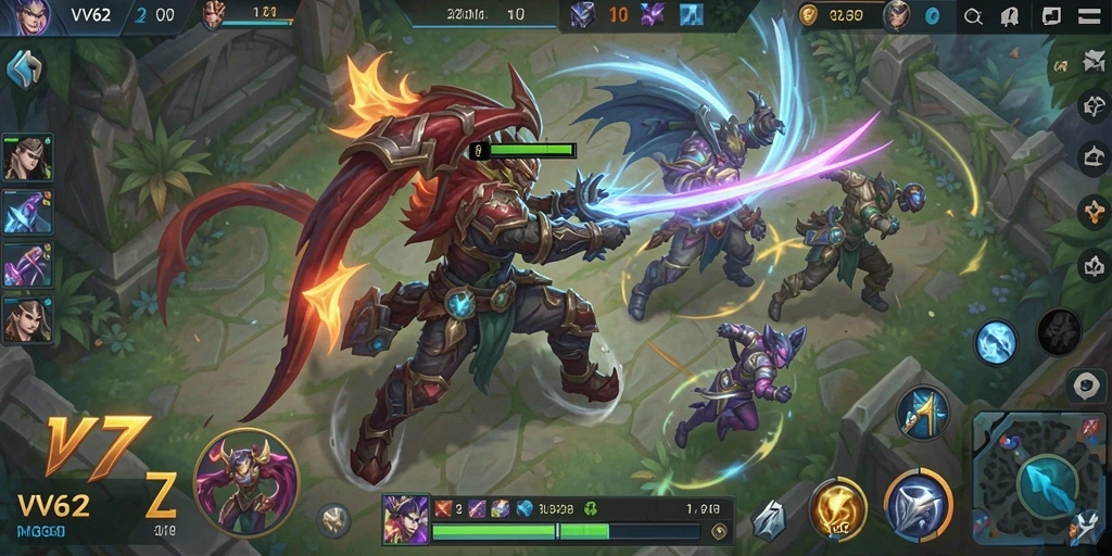 Tampilan gameplay menarik di arena MOBA VV62.